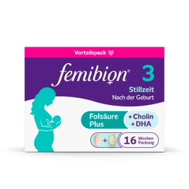 Femibion 3 Breastfeeding Times, Daily Dietary Supplement for Lactation, with Choline, DHA, Folic Acid, Metafolin, 16 Week Pack, 2 x 112 Pieces