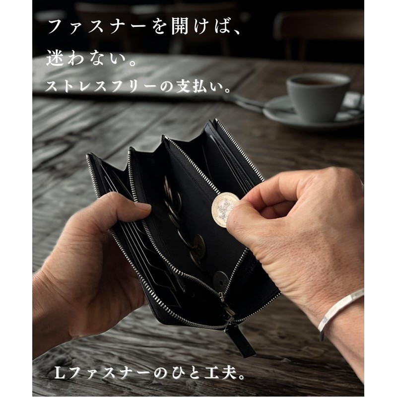 Iaji Men's Long Wallet, Genuine Leather, Compact, Large Capacity, Women's,