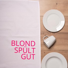 Tea Towel White Blond Rinses Well Neon Pink