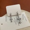 TseenYi Cross Dangle Earrings Silver CZ Cross Drop Earrings Punk