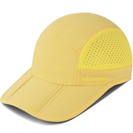 GADIEMKENSD Folding Outdoor Hat UPF 50+ Sun Protection Mesh Sports Hat, Yellowish