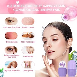 Rodillo de hielo facial, GeeRic Hielo para Masaje Facial Reutilizable para ojos, cuello, rodillo de masaje facial de belleza para eliminar crculos... 