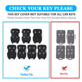 MILD EAST for Chevy Key Fob Cover with Keychain, Soft Full Protection Key Shell Key Case for Chevy Silverado Suburban Tahoe GMC Acadia Terrain Yukon Sierra 1500 2500 3500 HD, 6 Buttons (Blue)