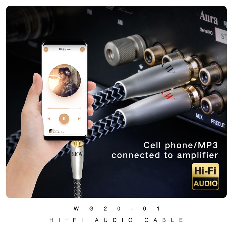 SKW High End 3.5 mm Jack to RCA Cable, Copper