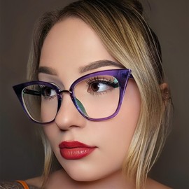 Zeelool Reader Blue Light Blocking Reading Glasses for Women Cat Eye Purple Computer Reading Glasses Anti-reflective Coating ZJGX001899-07(Purple,3.00)