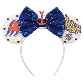 JIAHANG Cruise Mouse Ear Headband with Sequin Bow, Magic Nautical Hair Band, Party Festival Decoration Headwear Hair Accessories