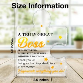 Boss Gifts for Women Men, Gifts for Bosses Boss's Day Retirement Farewell Birthday, Best Boss Gift Acrylic Puzzle Piece Plaque Office Decor