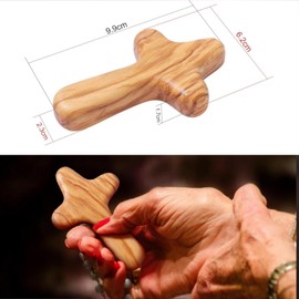 10cm Olive Wood Holding Cross,Mini Olive Wo/od Holding Comfort Cross,Portable Hold/ing Wooden,Wo/oden Cruci/fix,Handmade Ol/ive Wo/od C/ross,Wood/en Cr/osses for Crafting,Woo/den Cr/oss Fid/get