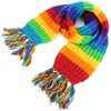 LOUDelephant Long Chunky Wool Knit Striped Scarf - Rainbow