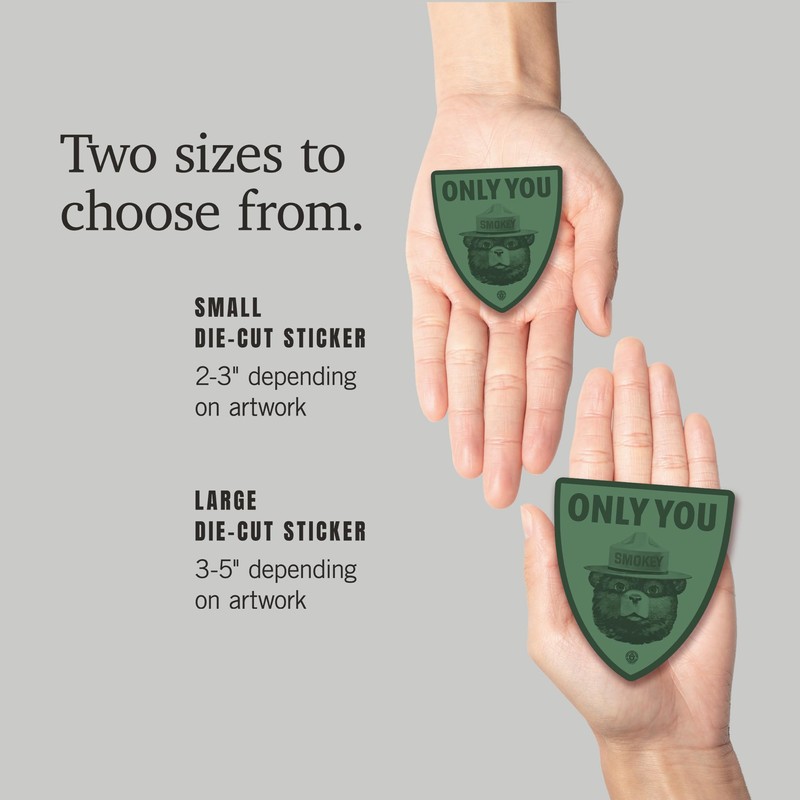 Die Cut Sticker Smokey Bear, Only You, Duotone, Contour Vinyl