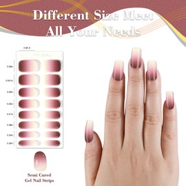 XEAOHESY 1 Sheet Semi Cured Gel Nail Strips, Sticky and Not Easy to Fall Off, Softer and More Fitting, Waterproof and Long-Lasting, Needs to Be Cured with a Lamp(Solid Color 1)