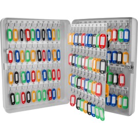 Barska 160-Key Organizer Lock Box – Wall Mount Steel Key Cabinet with Numbered Hooks, Color-Coded Key Tags & Secure Lock – Gray
