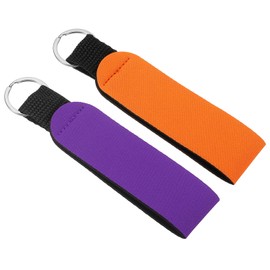 PATIKIL Floating Neoprene Keychain, 2 Pcs Waterproof Buoyant Key Ring Sublimation Float Keychain for Outdoor Water Sports, Dark Purple, Orange