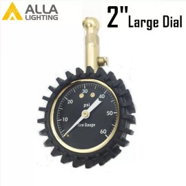 Alla USA Auto Tire Pressure Meter,60 PSI Copper Tire Pressure Gauge W/ Deflating