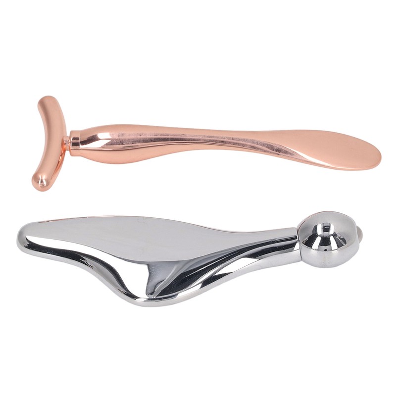 2pcs Metal Face Roller Set Zinc Alloy Facial Roller Massager