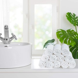 Softolle 100% Cotton Ring Spun Wash Cloths Pack of 24 (12x12 Inches)– Bulk Pack of Washcloths – Wash Cloth for Face, Highly Absorbent, Soft and Face Towels (White)