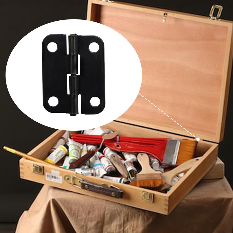 Black Cabinet Hinge, Antrader 1" x 3/4" Metal Foldable Butt