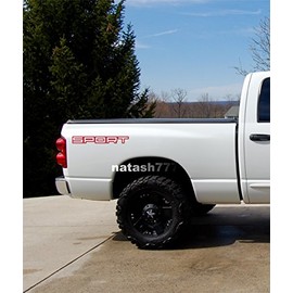 TRUCK SPORT DECAL STICKER EMBLEM LOGO PICK UP TRUCK BED 4X4 (SET OF 2) (RED)