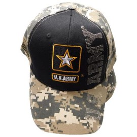 Trade Winds U.S. Army Star Logo ACU Digital Camo Black USA Flag Embroidered Cap Hat (TOPW)