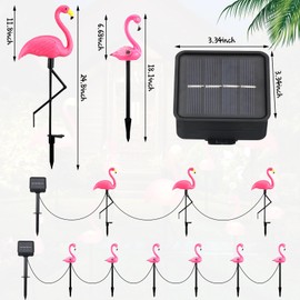Tujoe 9 Pcs Flamingo Solar Lights LED Flamingo Stake Lights Waterproof Flamingo Lights for Outdoor Pink Yard Lawn Garden Ornaments Patio Pond Ground Backyard Decor Pathway Outside Decorations