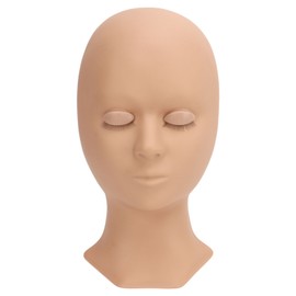 Lash Mannequin Head Soft Silicone Replaced Eyelids Mannequin Head for Lash Extension Practice Light Brown