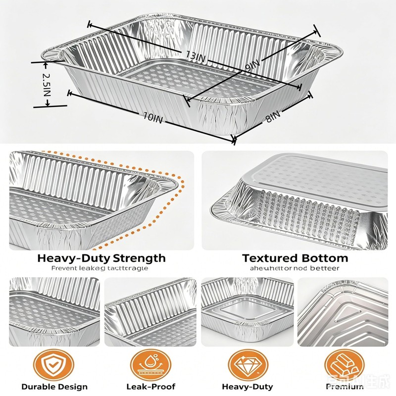 9x13 Inch Aluminum Foil Pans (20 Pack) + Nonstick Pan