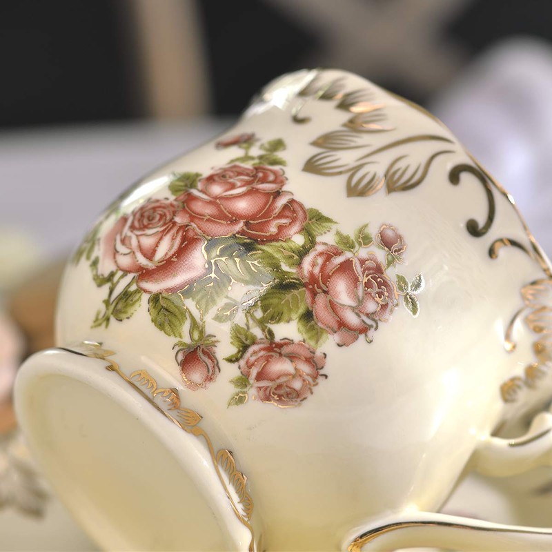 YOLIFE Tea Cups and Saucers Set of 2, Porcelain Floral
