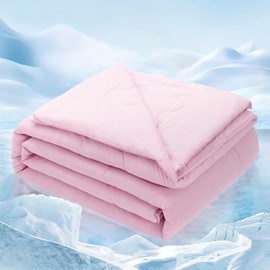 Auemtyn Twin Size Double-Sided Cooling Comforter for Hot Sleepers with Q-Max > 0.5 Arc-Chill Cooling Fiber, Lightweight Cold Tech Blanket for Night Sweats(60"X80", Pink)