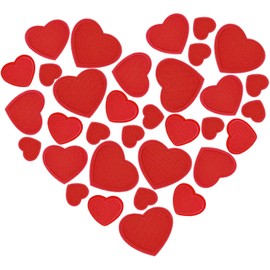 GYGYL - 48 parches para planchar en forma de corazón, parches bordados en forma de corazón, apliques para ropa, vestido, sombrero, calcetines, jeans, accesorios de bricolaje (rojo)