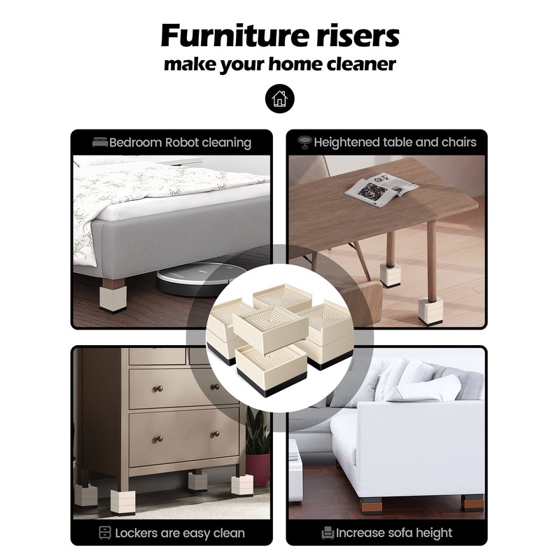 Furniture Risers, Tclouda Bed/Sofa/Desk/Table/Chair Leg/Fridge Lifts to 1.5, 3 and