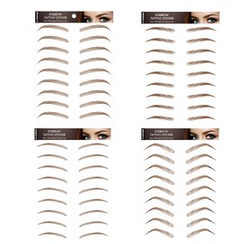 Yesallwas 4 Sheets 36 Pairs 4D Hair-like Brown Eyebrow Tattoo Sticker False Eyebrows Long Lasting Waterproof Makeup Eye Brow Stickers for Women Lady