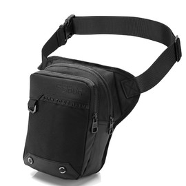 SEIBUR® Motorcycle Leg Bag + Carabiner Hiking Camping Riding Tactical Bag Waterproof Waist Leg Bag for Travel etc, black, Tactical leg pocket