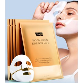 Srripo Radiant Glow Collagen Face Mask - Real Deep Overnight Face Masks Skincare with Hyaluronic Acid, Galactomyces Ferment & Vitamin E, Facial Mask for Hydrating, Firming, Plumping & Anti-Aging Flax