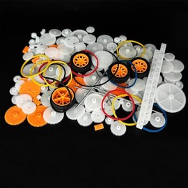 Kit de engranajes de plástico de 150 piezas, rueda de juguete con ejes de eje, banda de goma, engranaje pequeño para motor, automóvil, camión, helicóp