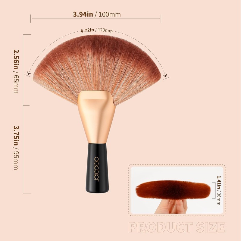 docolor Brocha Abanico Profesional para Rostro y Cuerpo, Multiusos para