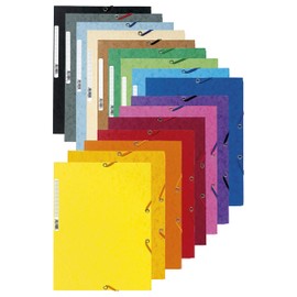 Exacompta 55500E Portfolio Folder Manila Cardboard Elastic Band 3 Flaps 400 g DIN A4 Random Colour Assorted Colours
