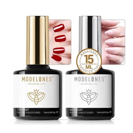 Modelones Base Coat & Top Coat Set, 0.5 fl oz (15 ml), Large Capacity, Gel Nails, UV LED Compatible