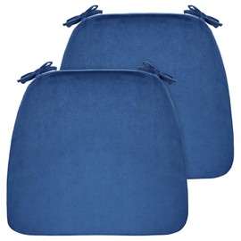 MIDLADE D-Shaped Chair Cushions for Dining Chairs with Ties and Removable Cover, 2'' Thick Dining Kitchen Chair Pads, Indoor Dining Room Chair Cushions, 17'' x 16''2 Pack Royal Fleece