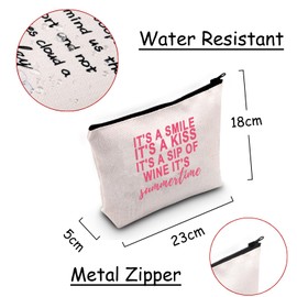 Hawaiian Cosmetic Bag It's A Smile It's A Kiss It's A Sip of Wine It's Summertime Beach Vacation Makeup Purse Summer Travel Gift