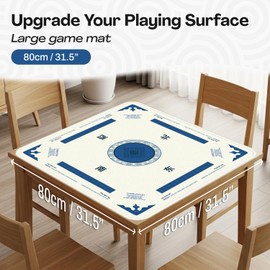 [WHITE] – Mahjong Mat for Table 31.5 Inch Extra Large Neoprene Non Slip Noise Reduction Foldable Mahjong Mats with Rules Beginner Friendly Mahjong Table Mat for American Mahjong Card Poker Board Games