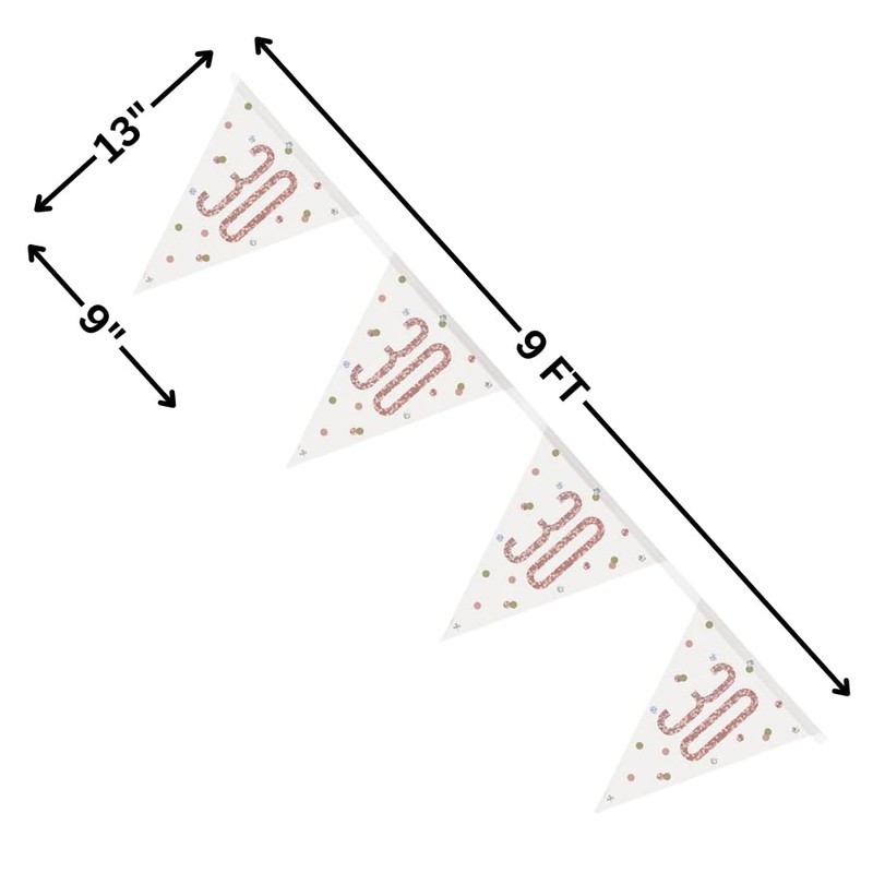 Stunning Rose Gold 30th Birthday Glitz Prismatic Flag Banner (274cm)