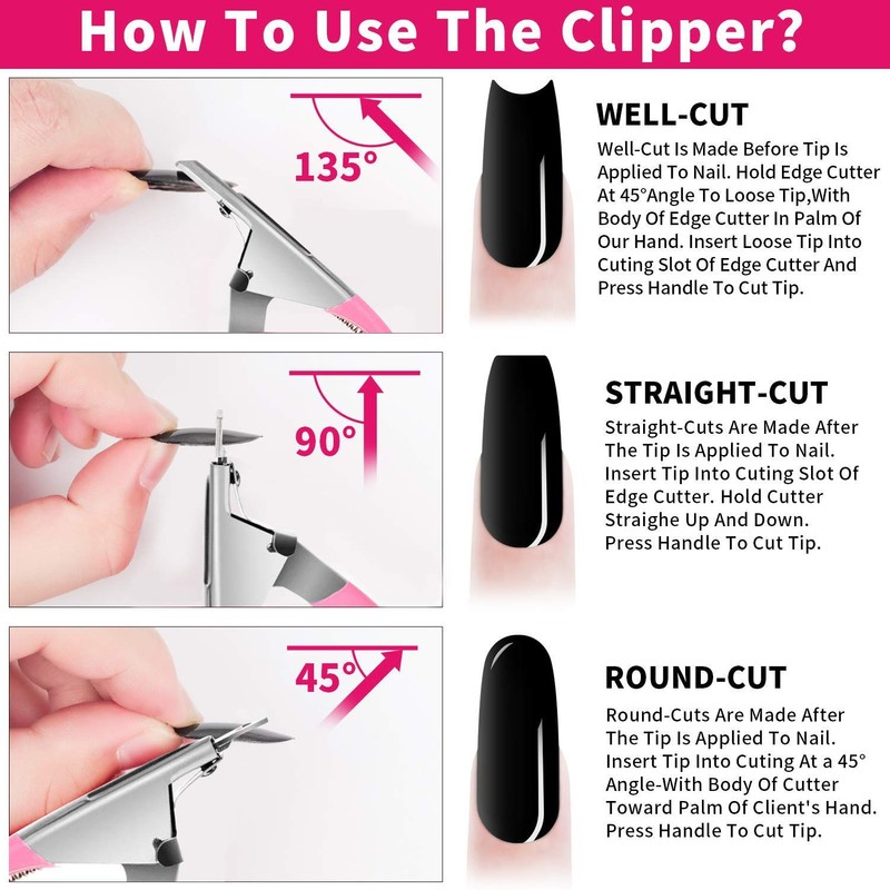 KIRA Nail Tip Clipper Edge Cutter Adjustable Stainless Steel False