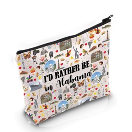 PYOUL Alabama State Souvenirs Gift I’d Rather Be in Alabama Makeup Bag Alabama Home Cosmetic Bag Alabama Tourism Gift (Be in Alabama Bag)