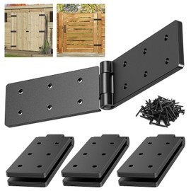 YIDAHOOG Heavy Duty Gate Hinges for Outdoor Fence, Industrial Grade Rust-Resistant Barn Door Hinges with Screws, Adjustable Black Hardware for Wooden Gates, Barns, and Yard Fencing(4, Black)