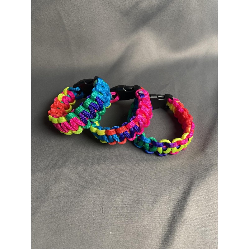 Solid Paracord 550 Bracelets - 1 Pack (S, Rainbow)