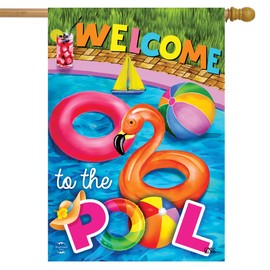 Welcome To the Pool Summer House Flag 40" x 28" Briarwood Lane