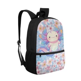 POLERO Axolotl Backpack for Kids Girls 6-8 Years Old Cute School Bag 17 Inch Lightweight Travel Daypack