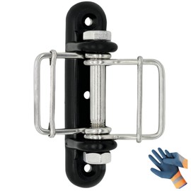 CYM-INSIST 10 Psc Electric Fence Tape Corner Insulators Connector Polytape Corner/End with Double Tensioner Buckles Wood Post Insulators with Metal Bolt