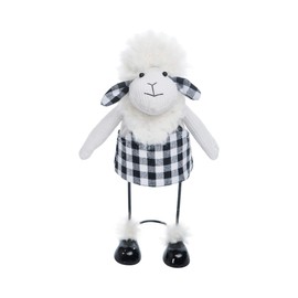 GALLERIE II Curly Black Check Lamb Sheep Bobble Figure Decor Decoration White