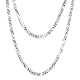 KRKC Men's Necklace, 14K Gold Plated / Silver Stainless Steel Cuban Link Chain Curb Chain 3/4/5/6 mm, Nickel-Free Thin Chain Link Chain for Men, Length 45-61 cm, Stainless Steel